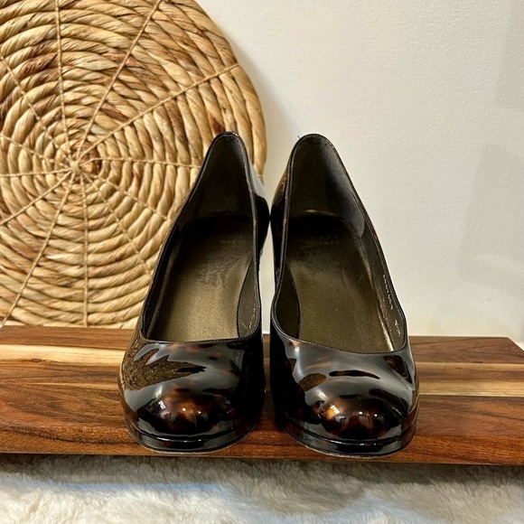 Stuart Weitzman Tortoise Shell Platswoon Patent Leather Platform Heels Size 9.5 - Picture 5 of 15